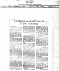 Bank Dunia Inginkan Privatisasi BUMN Transparan