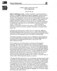 Bre-X Minerals Ltd. - Press Releases