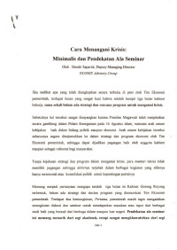 Cara Menangani Krisis Minimalis dan Pendekatan Ala Seminar