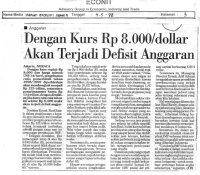 Dengan Kurs Rp 8.000 per dollar Akan Terjadi Defisit Anggaran