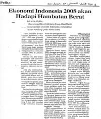 Ekonomi Indonesia 2008 akan Hadapi Hambatan Berat