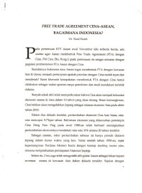 Free Trade Agreement China-Asean, Bagaimana Indonesia?