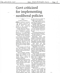 Govt Criticized for Implementing Neoliberal Policies