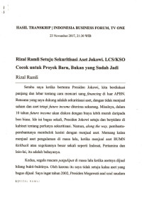 Hasil Transkrip Indonesia Business Forum TV One
