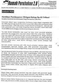 Hentikan Pembayaran Obligasi Rekap Rp 60 Triliun!