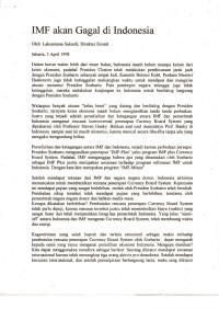 IMF akan Gagal di Indonesia