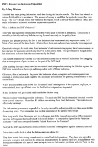 IMF's Pressure on Indonesia Unjustified