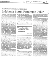 Indonesia Butuh Pemimpin Jujur