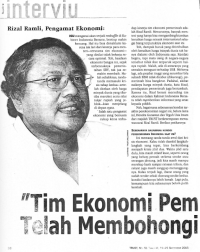 Interviu Rizal Ramli, Pengamat Ekonomi