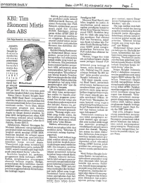 KBI: Tim Ekonomi Mistis dan ABS