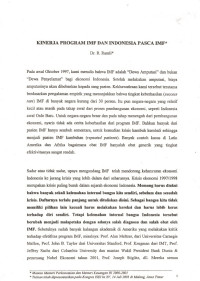 Kinerja Program IMF dan Indonesia Pasca IMF