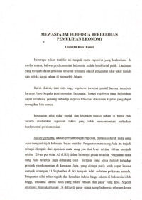 Mewaspadai Euphoria Berlebihan Pemulihan Ekonomi