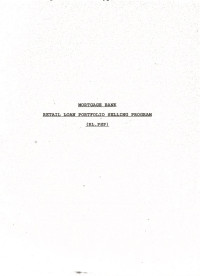 Mortgage Bank Retail Loan Portfolio Selling Program