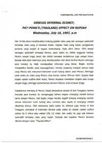 Pat-Pong's Thailand Effect on Rupiah: Diskusi Internal Econit