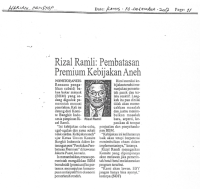 Pembatasan Premium Kebijakan Aneh