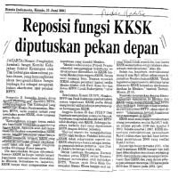 Reposisi fungsi KKSK diputuskan Pekan Depan